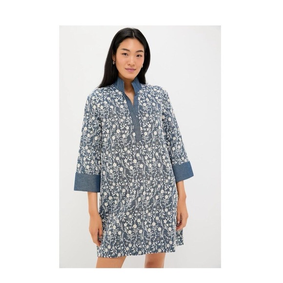 sachin and babi light blue dress Citron and Slate Blue Embroidered Leighton Dress main image 1